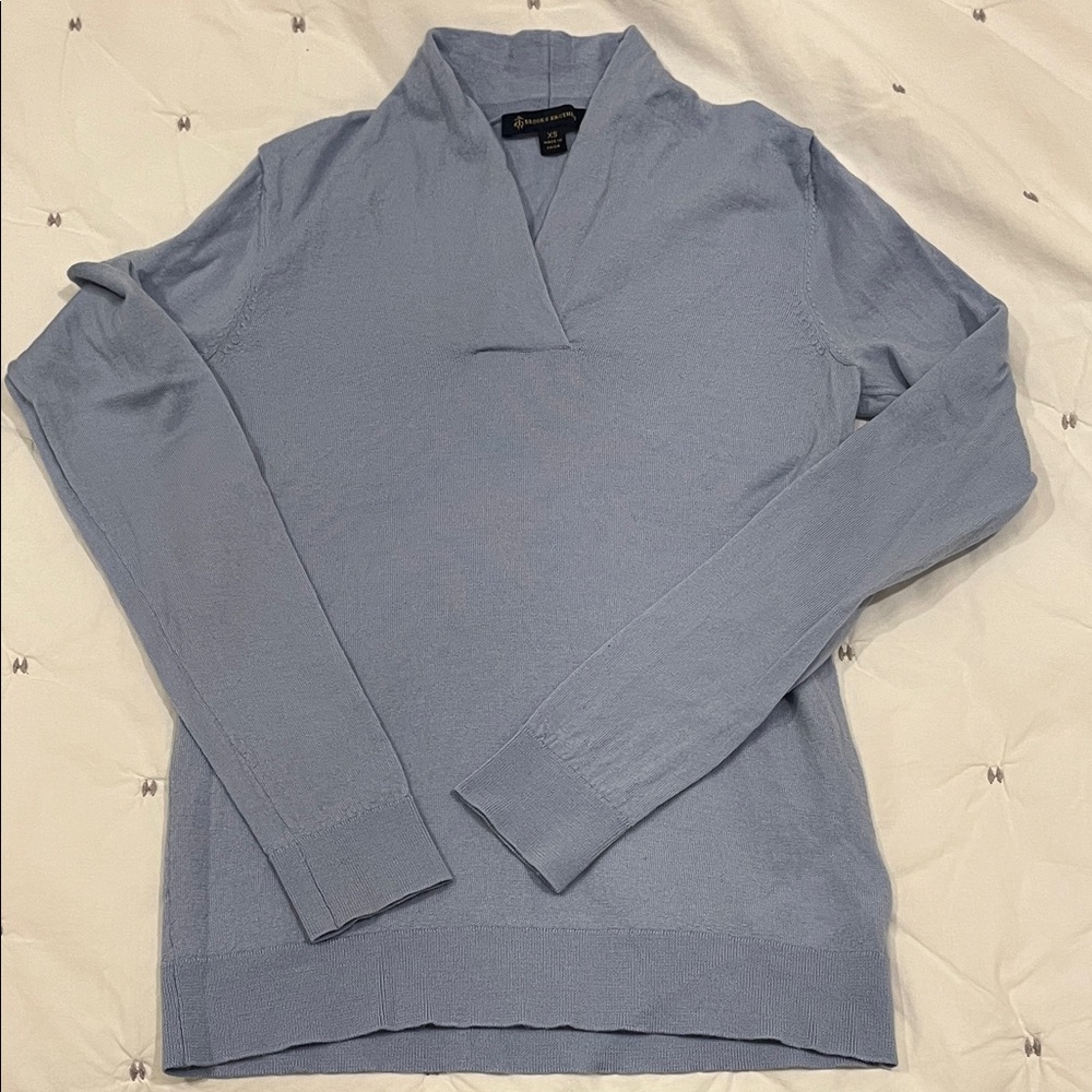 Brooks Brothers Women's Light Blue Merino Wool Sweater